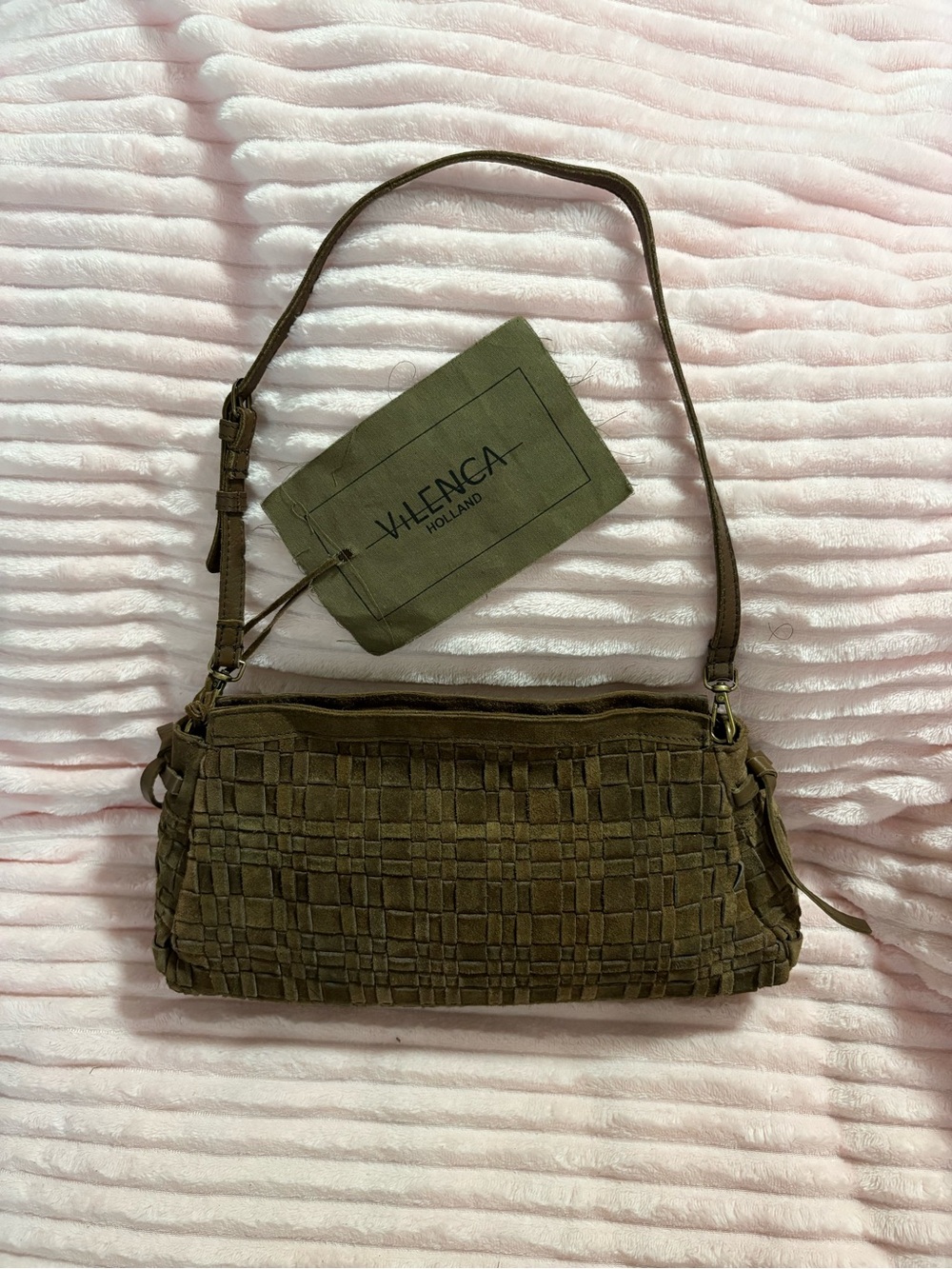 VILENCA  Genuine Leather Brown Woven Suede Shoulder Bag  NWT